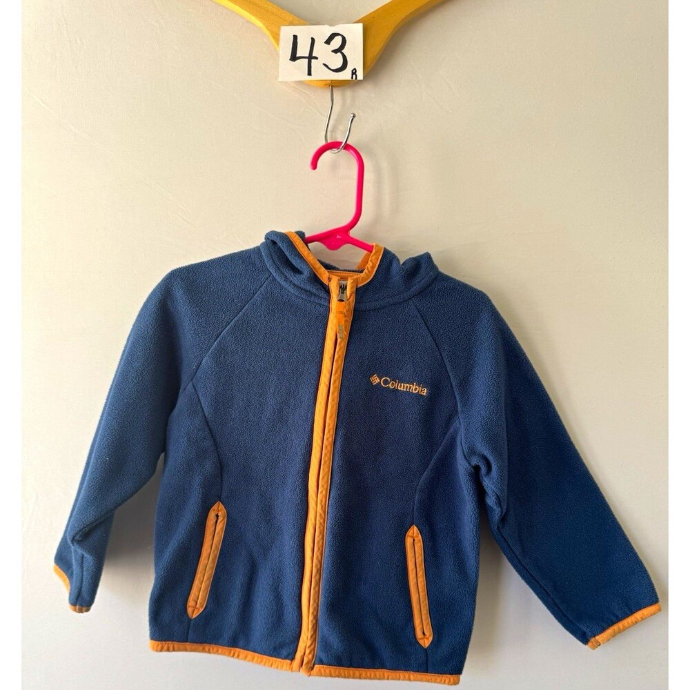 Columbia Toddler 3T Blue Orange Hooded Full Zip Fleece Jacket Pockets